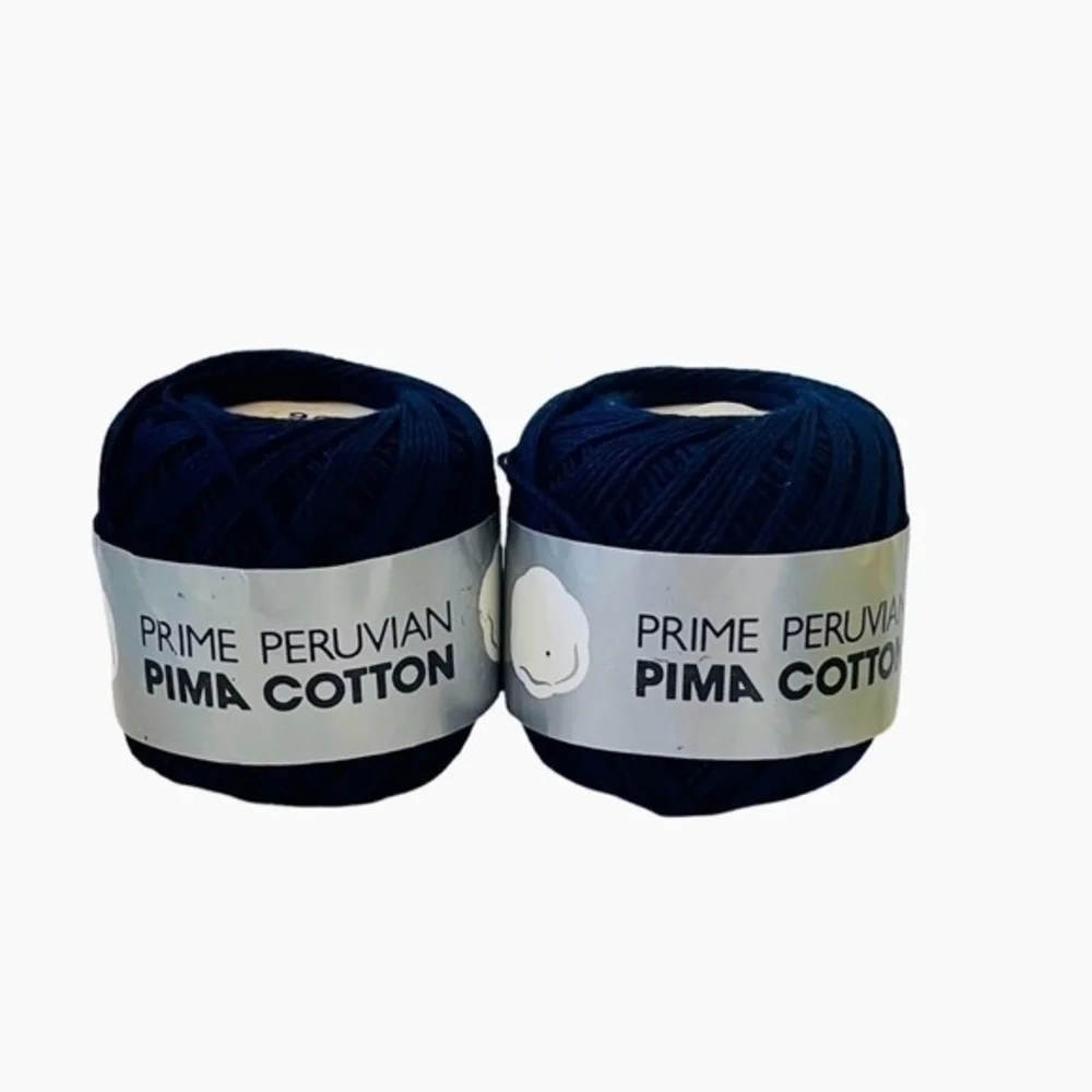 Lot 2x Vintage Cascade Prime Peruvian Pima Cotton Yarn Navy Blue 100 Yards NWT - Picture 2 of 4